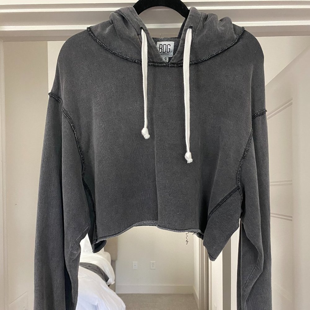 Urban Outfitters Gray Cropped Hoodie